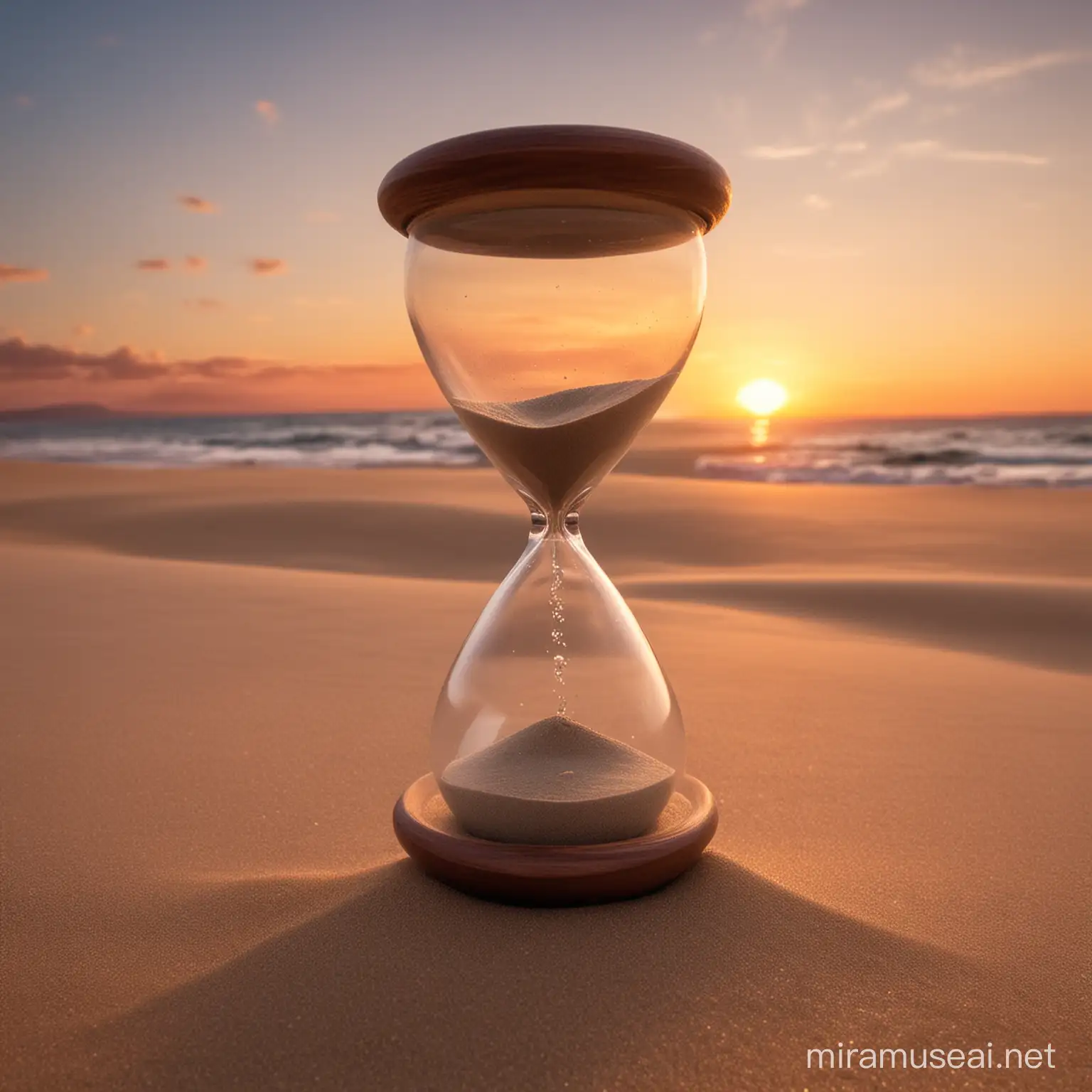 Silhouette of Hourglass at Sunset on Beach