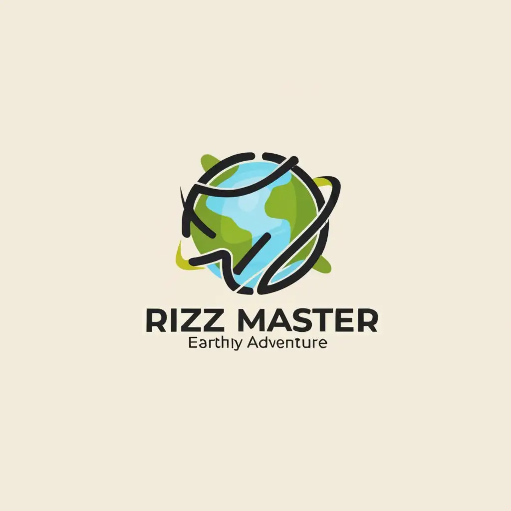 a logo design,with the text "Rizz Master Earthly Adventure", main symbol:The planet earth,Minimalistic,be used in Religious industry,clear background
