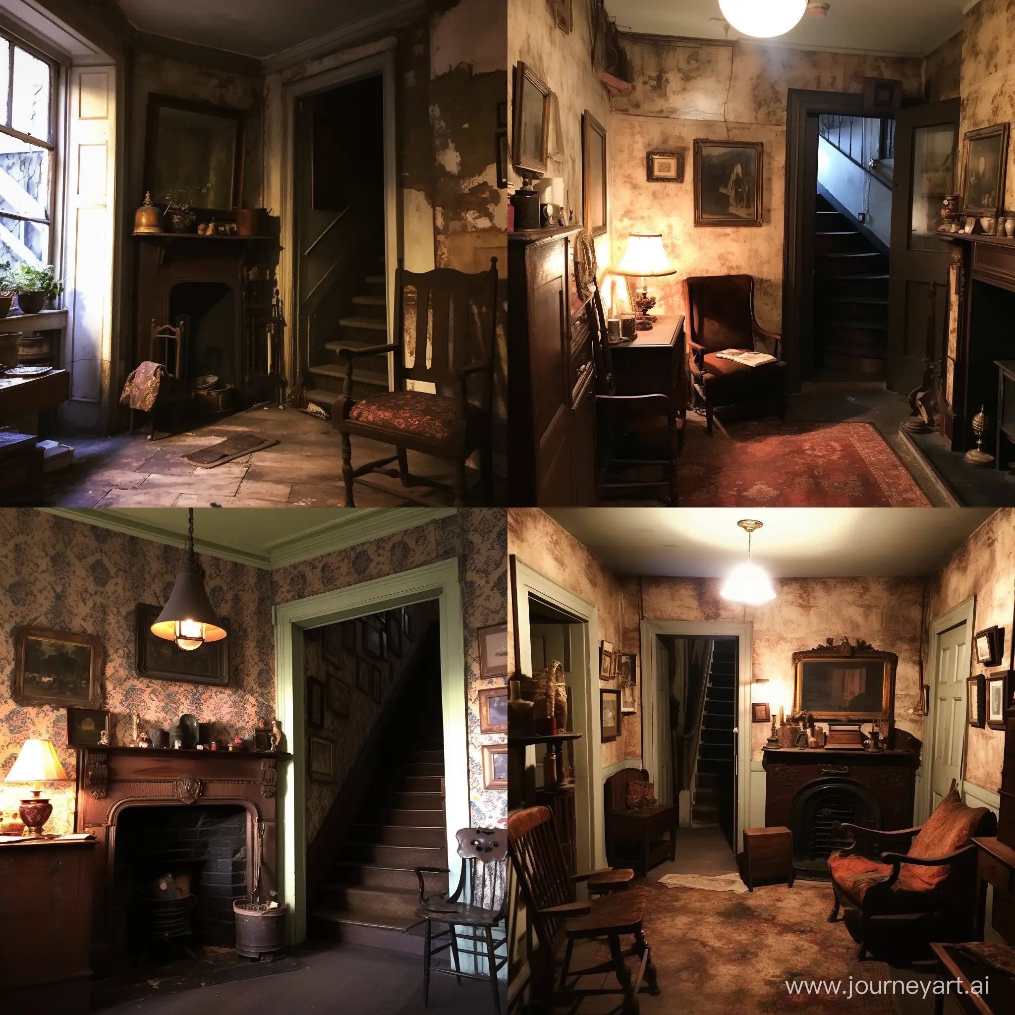 “A small side door led into the whitewashed corridor from which the three bedrooms opened. Holmes refused to examine the third chamber, so we passed at once to the second, that in which Miss Stoner was now sleeping, and in which her sister had met with her fate. It was a homely little room, with a low ceiling and a gaping fireplace, after the fashion of old country-houses. A brown chest of drawers stood in one corner, a narrow white-counterpaned bed in another, and a dressing-table on the left-hand side of the window. These articles, with two small wicker-work chairs, made up all the furniture in the room save for a square of Wilton carpet in the centre. The boards round and the panelling of the walls were of brown, worm-eaten oak, so old and discoloured that it may have dated from the original building of the house.”


The Adventures of Sherlock Holmes
Arthur Conan Doyle
