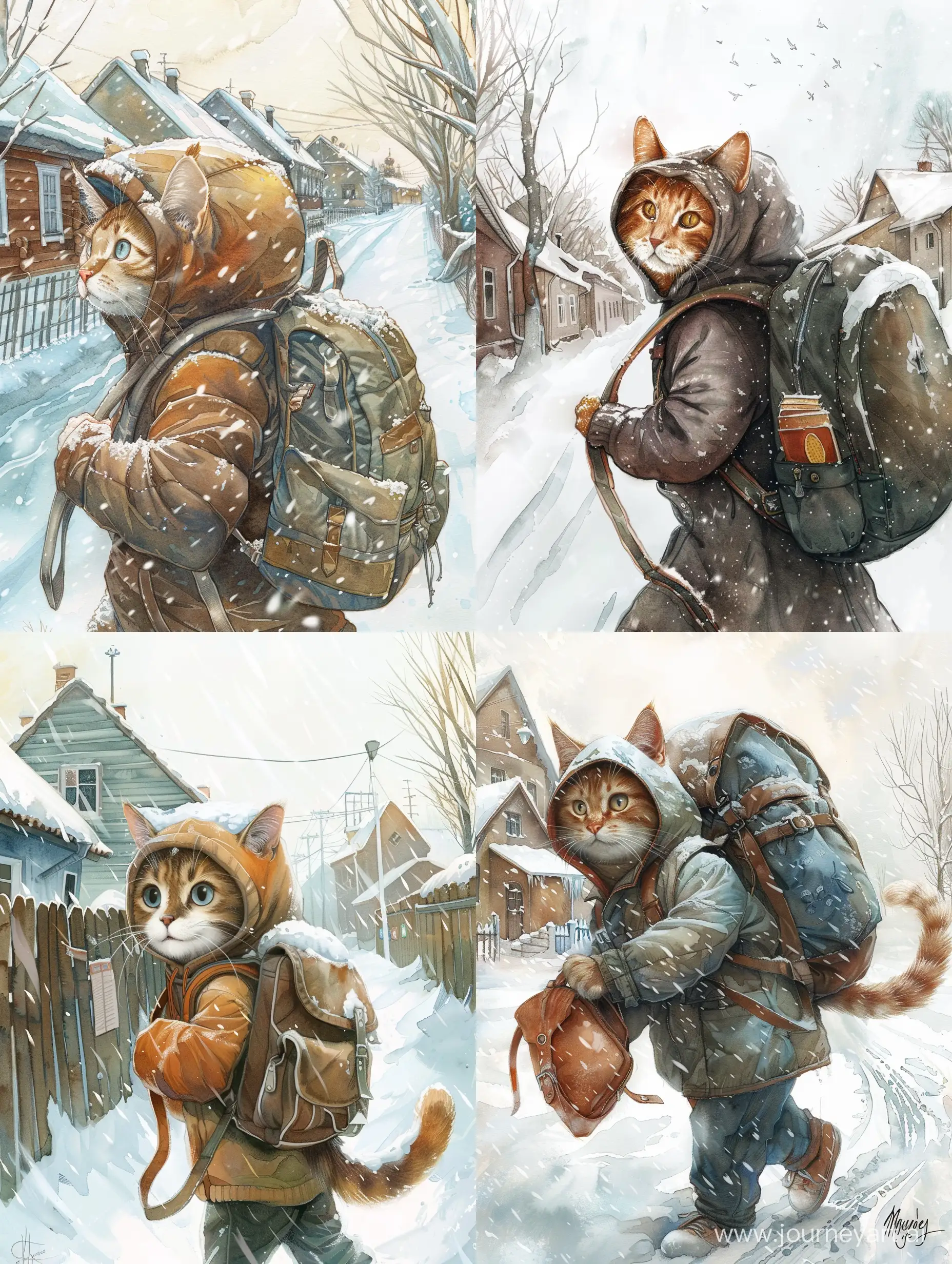 Winter-Scene-Cat-Schoolboy-Braving-Blizzard-on-the-Way-to-School