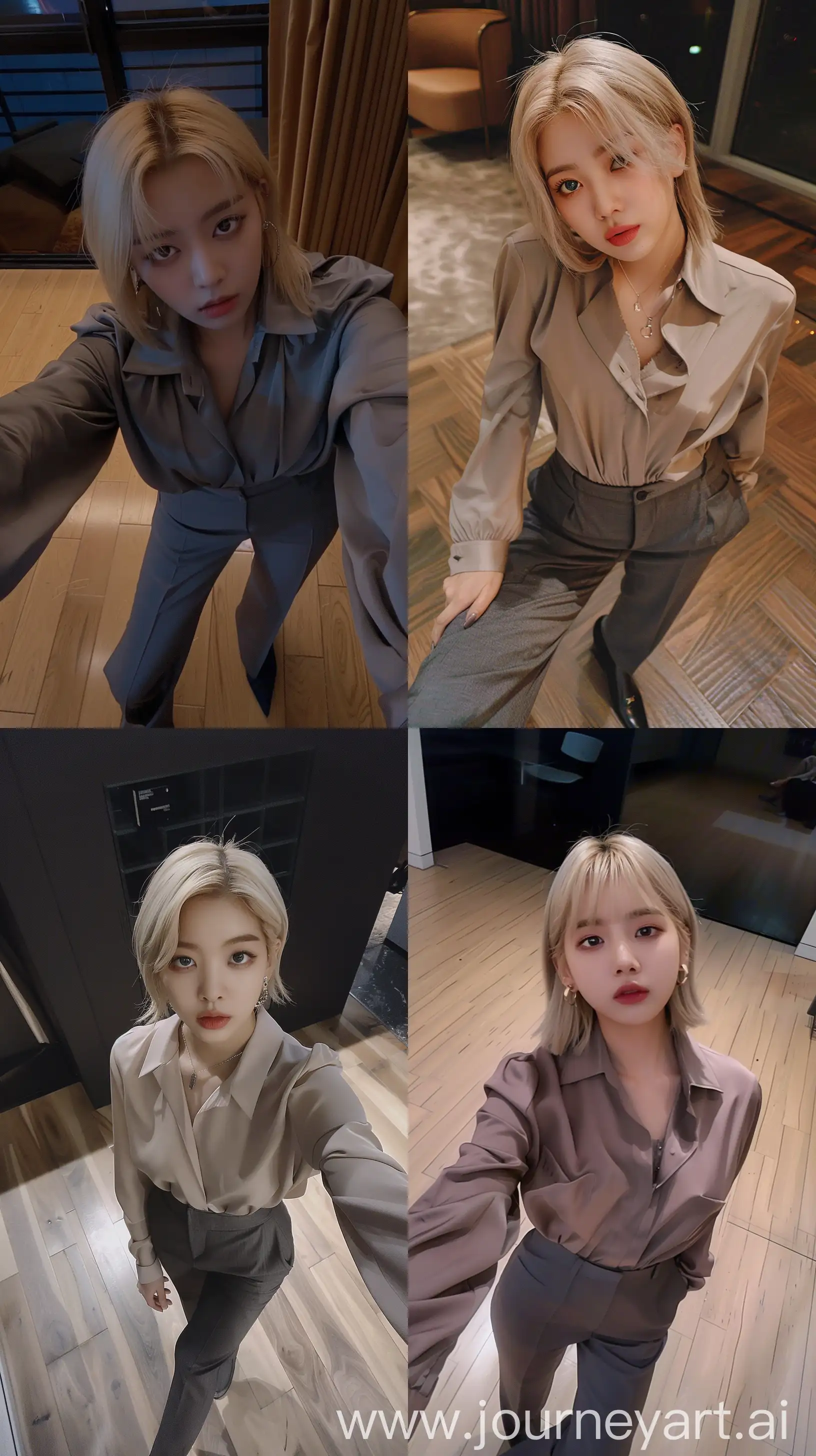 Jennie-from-Blackpink-Captures-Nighttime-Glamour-in-Simple-Blouse-and-Suit-Pants-Selfie