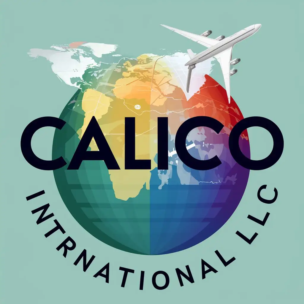LOGO-Design-For-Calico-International-LLC-Vibrant-Globe-and-Aeroplane-Illustration-with-Typography