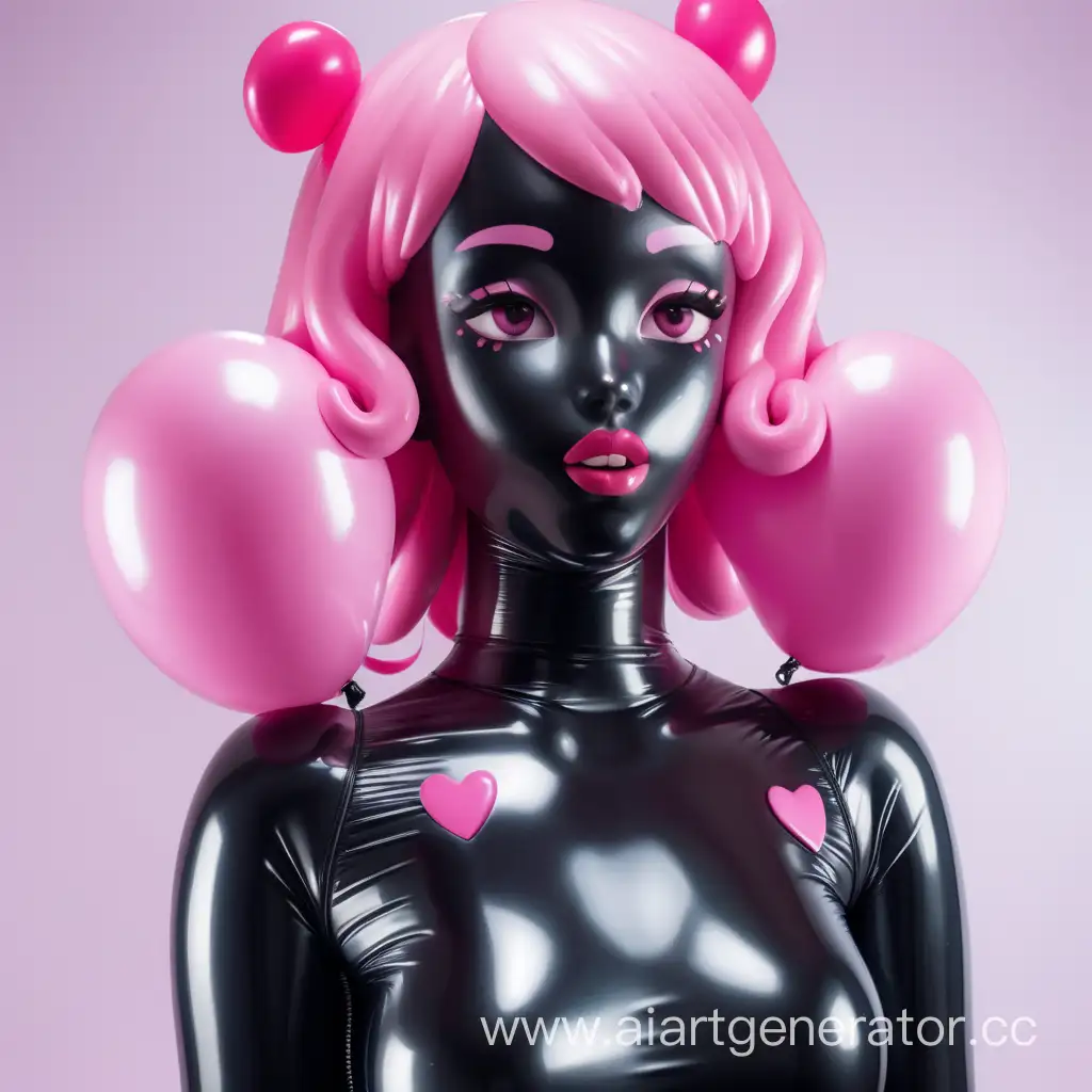 Latex-Girl-with-Inflatable-Black-Skin-and-Pink-Rubber-Hair