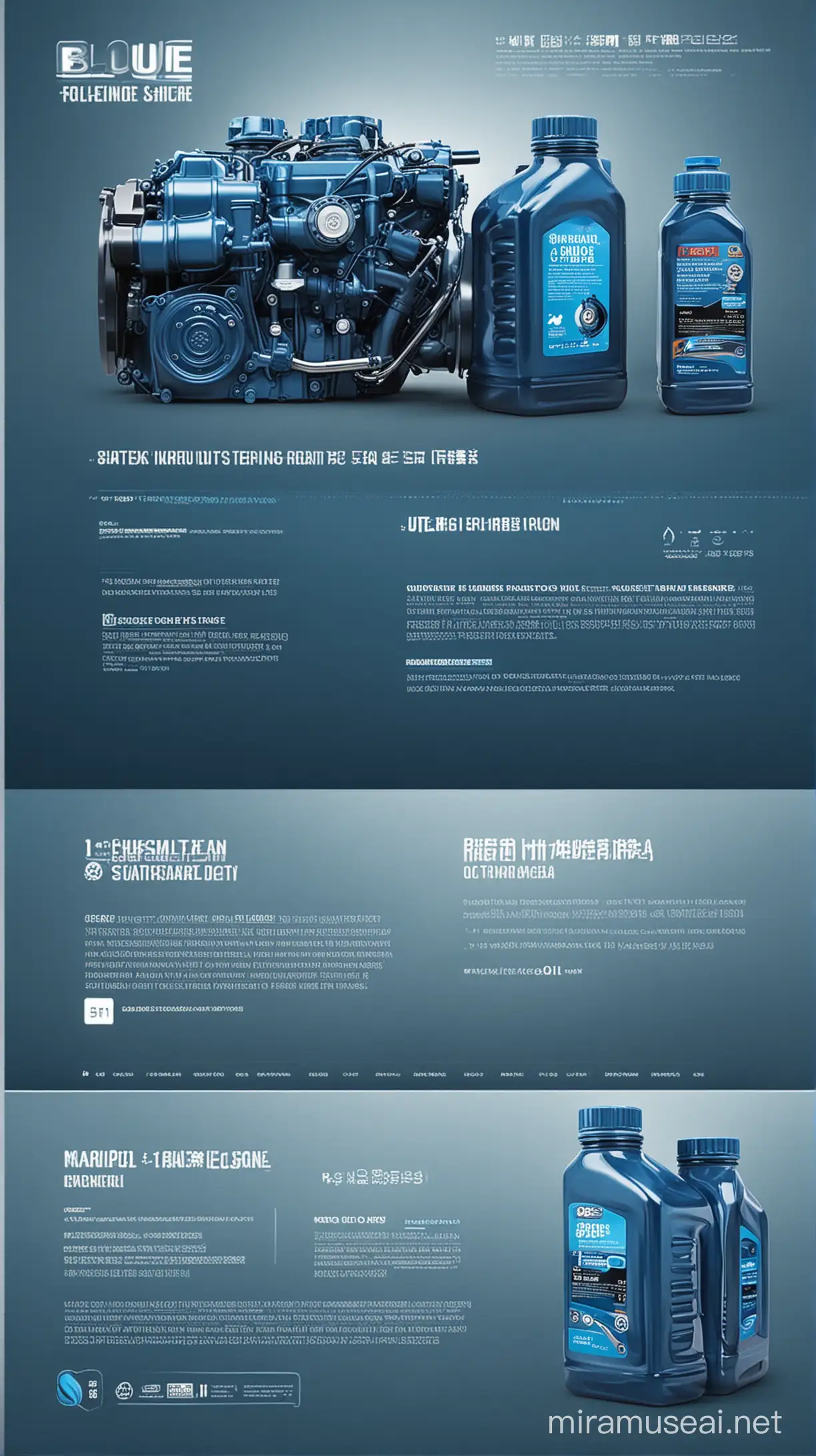 Beautiful blue engine oil advertisement banner professional website template with light colours