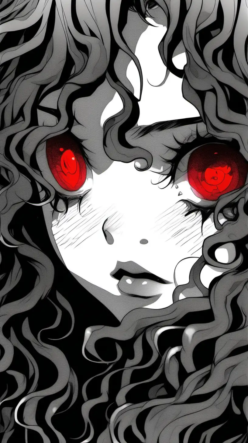 Anime Girl Line Art and Silhouette Vector Illustration
