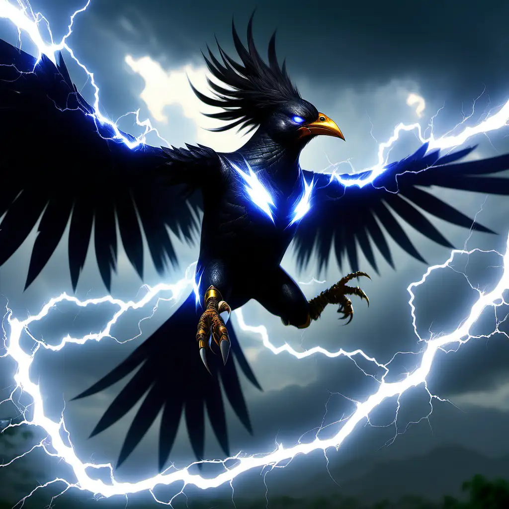 Majestic Black Thunderbird with Lightning Abilities