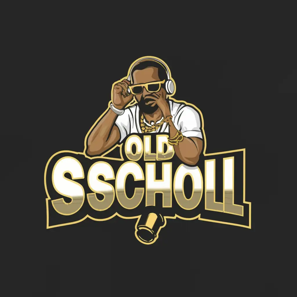 a logo design,with the text "Old School", main symbol:an old school rapper,Minimalistic,clear background