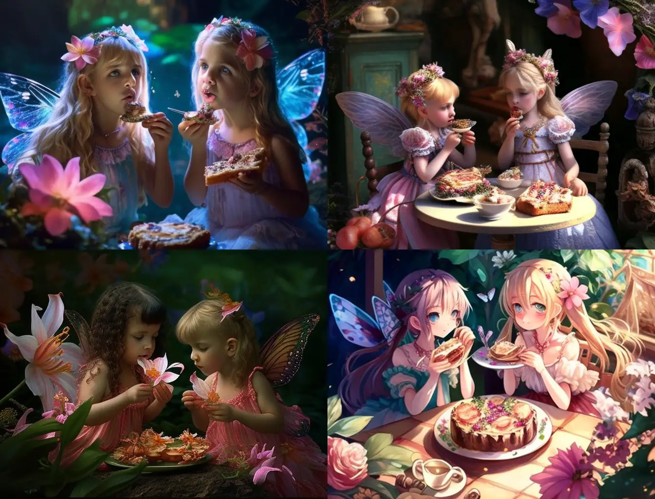 Lily-Fairies-Enjoying-Cake-in-a-Colorful-Garden-Sparkling-8K-Quality-Image