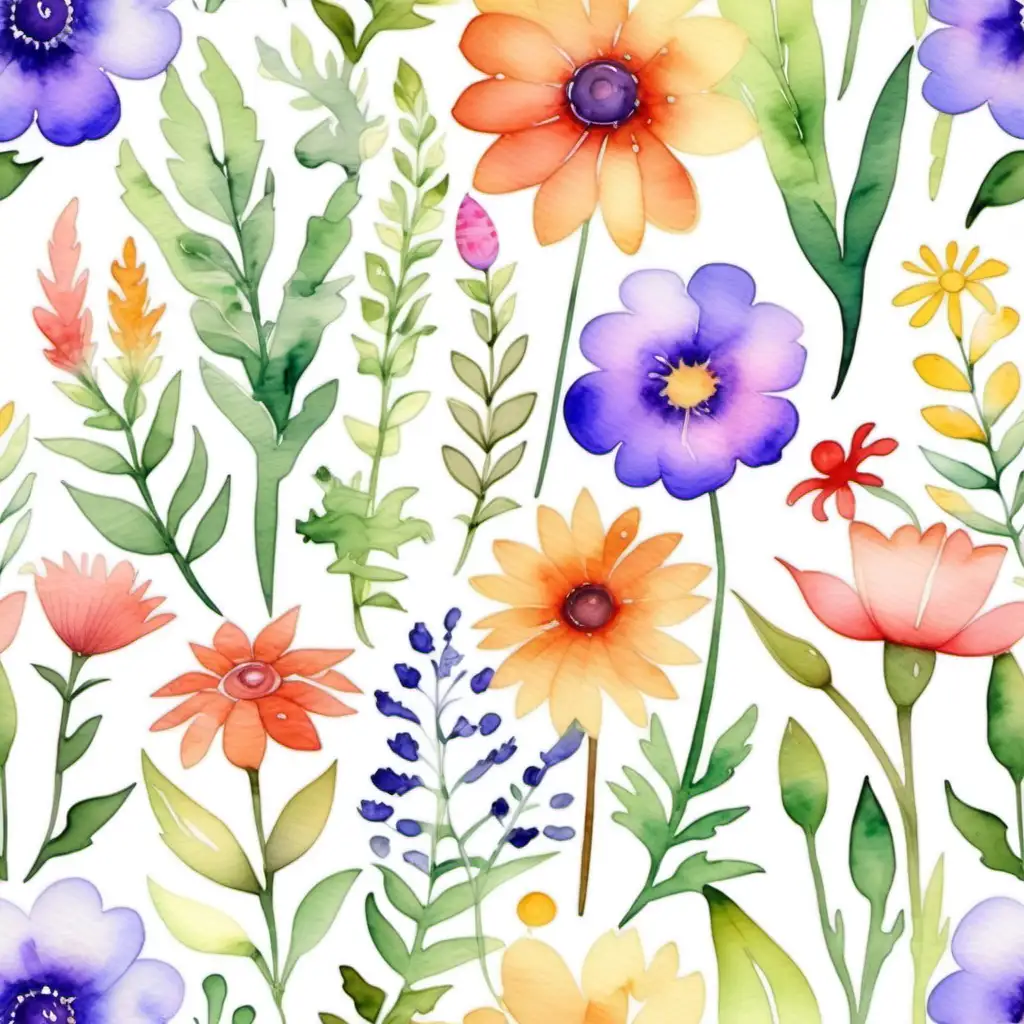 Garden flowers watercolor