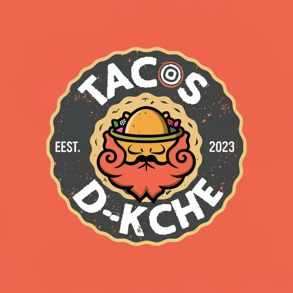 LOGO-Design-for-Tacos-DKche-Vibrant-Taco-and-Beard-with-Steam