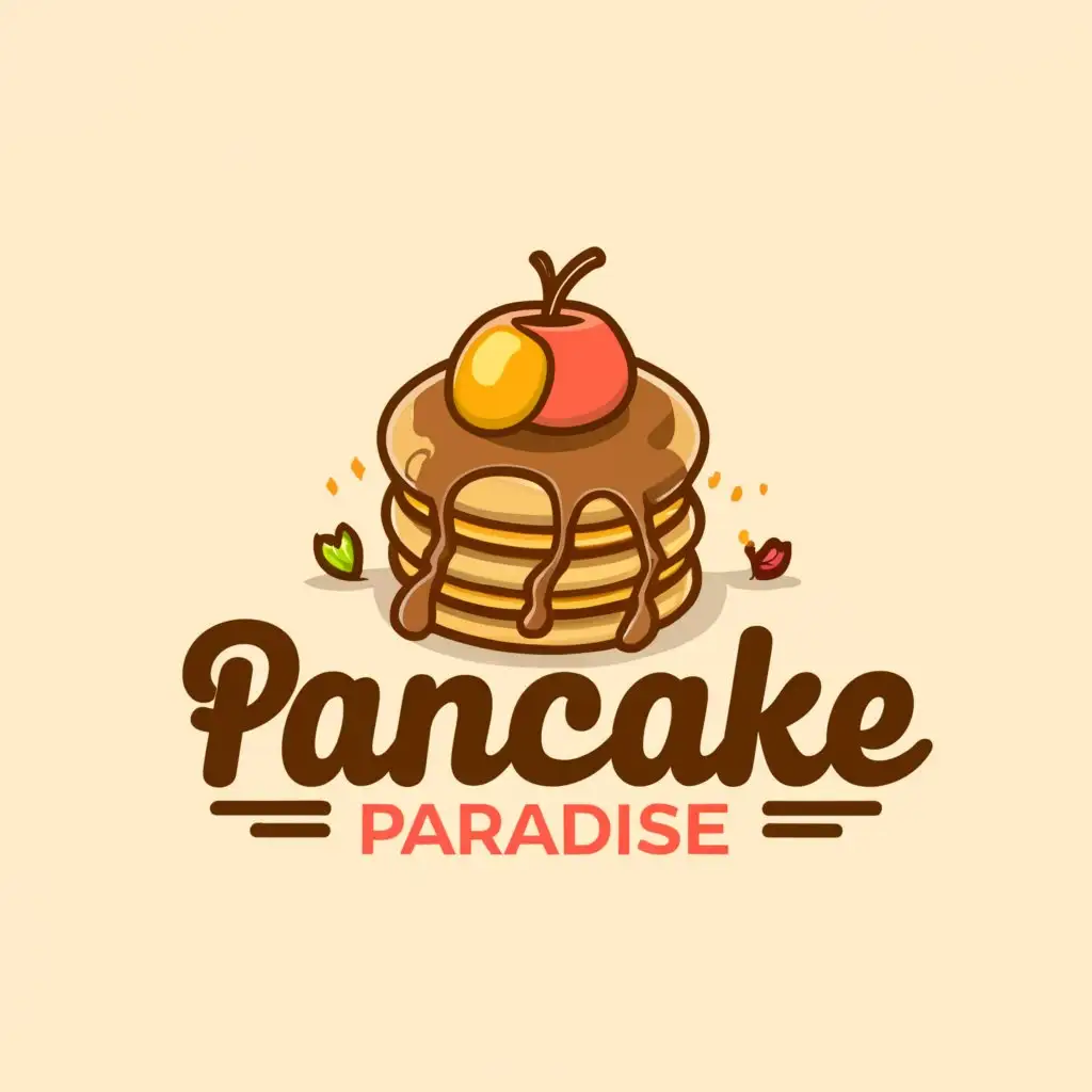a logo design,with the text "pancake paradise", main symbol:pancakes with apple,Moderate,clear background