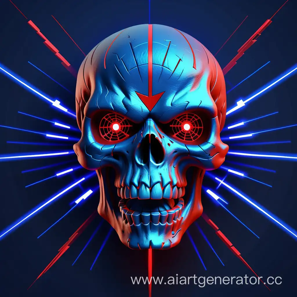 Vibrant-Red-and-Blue-Laser-Skull-Logo