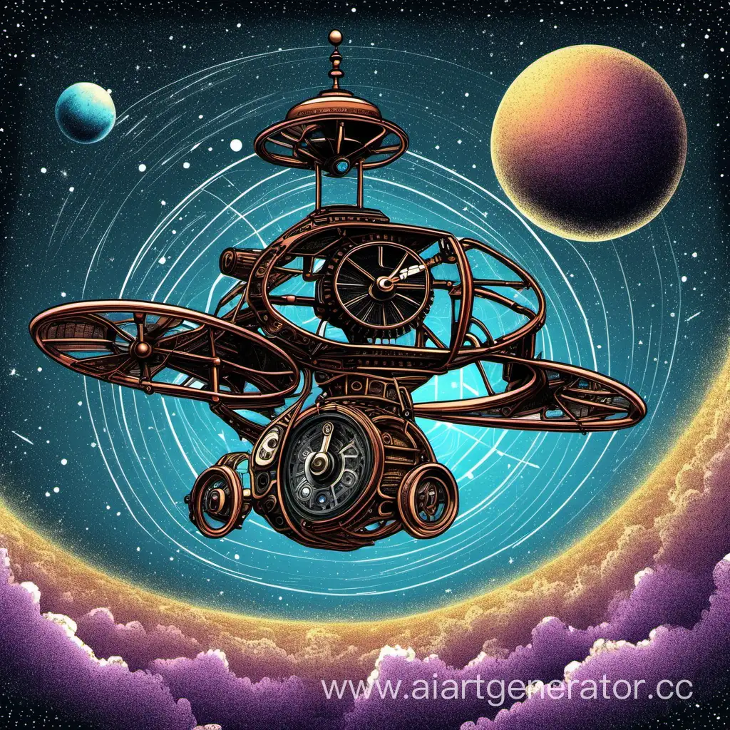Colorful-Flying-Machine-for-Interstellar-Teleportation-Amidst-Clocks-and-Cosmic-Infinity