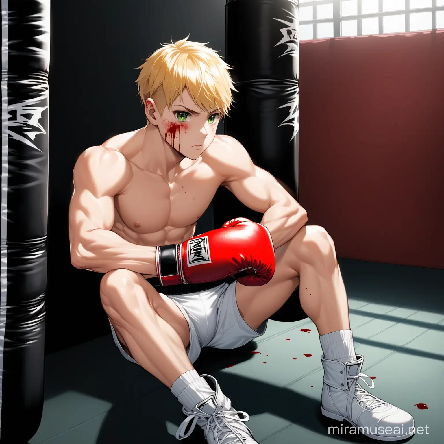 Blonde Boxer with Toned Physique in Boxing Ring