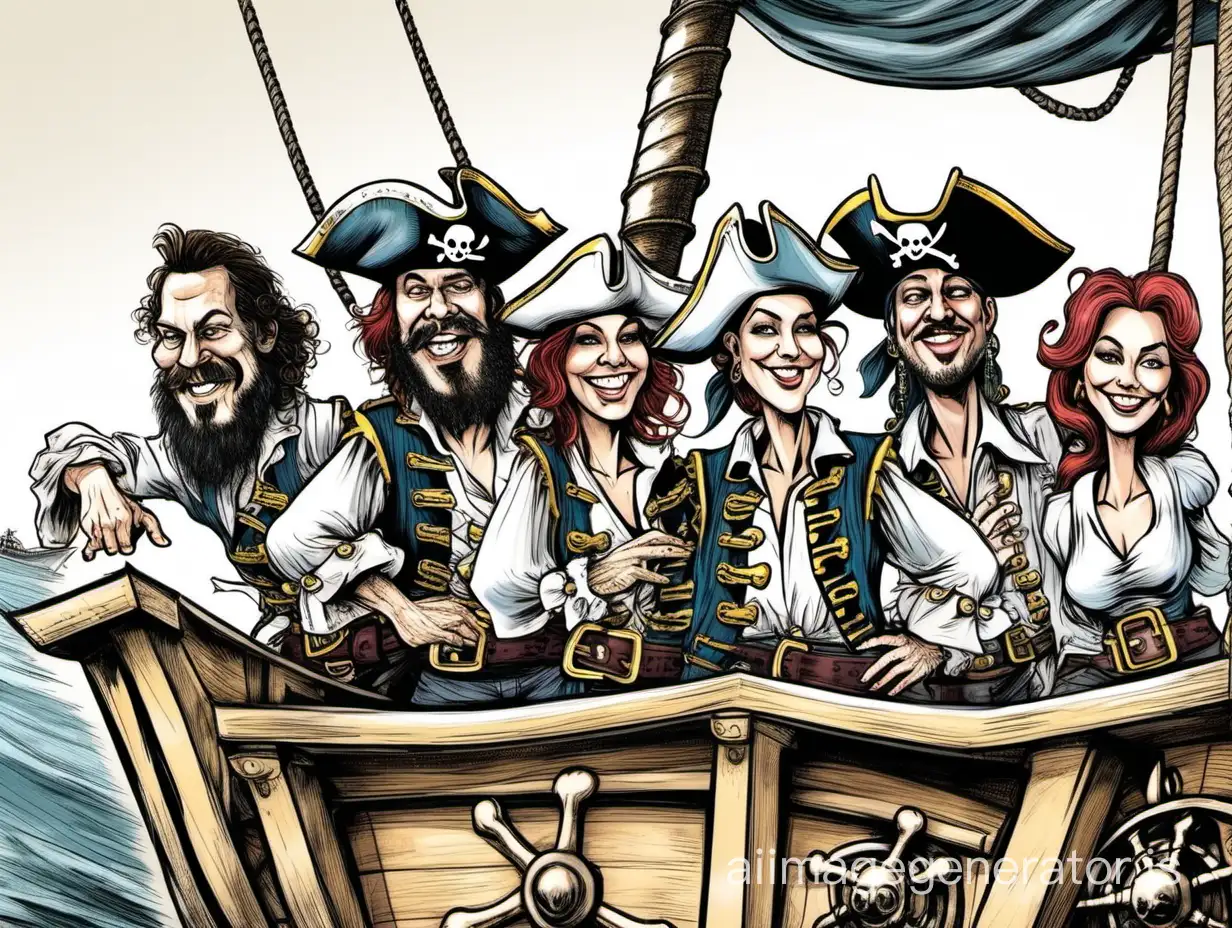 Шарж на 5 человек в Пираты на корабле 
