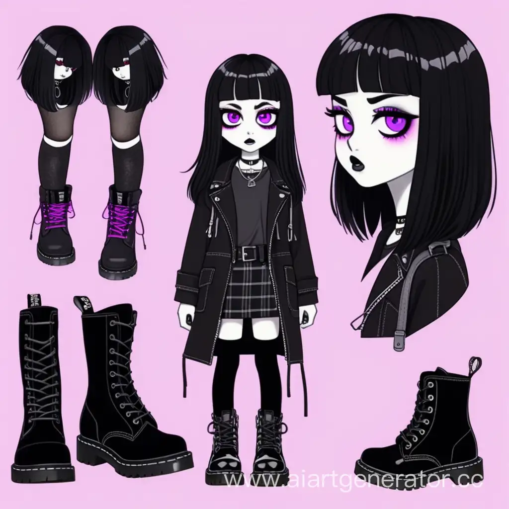 Goth-Girl-with-Bright-Makeup-in-South-Park-Style-and-Black-Doc-Martens-Boots
