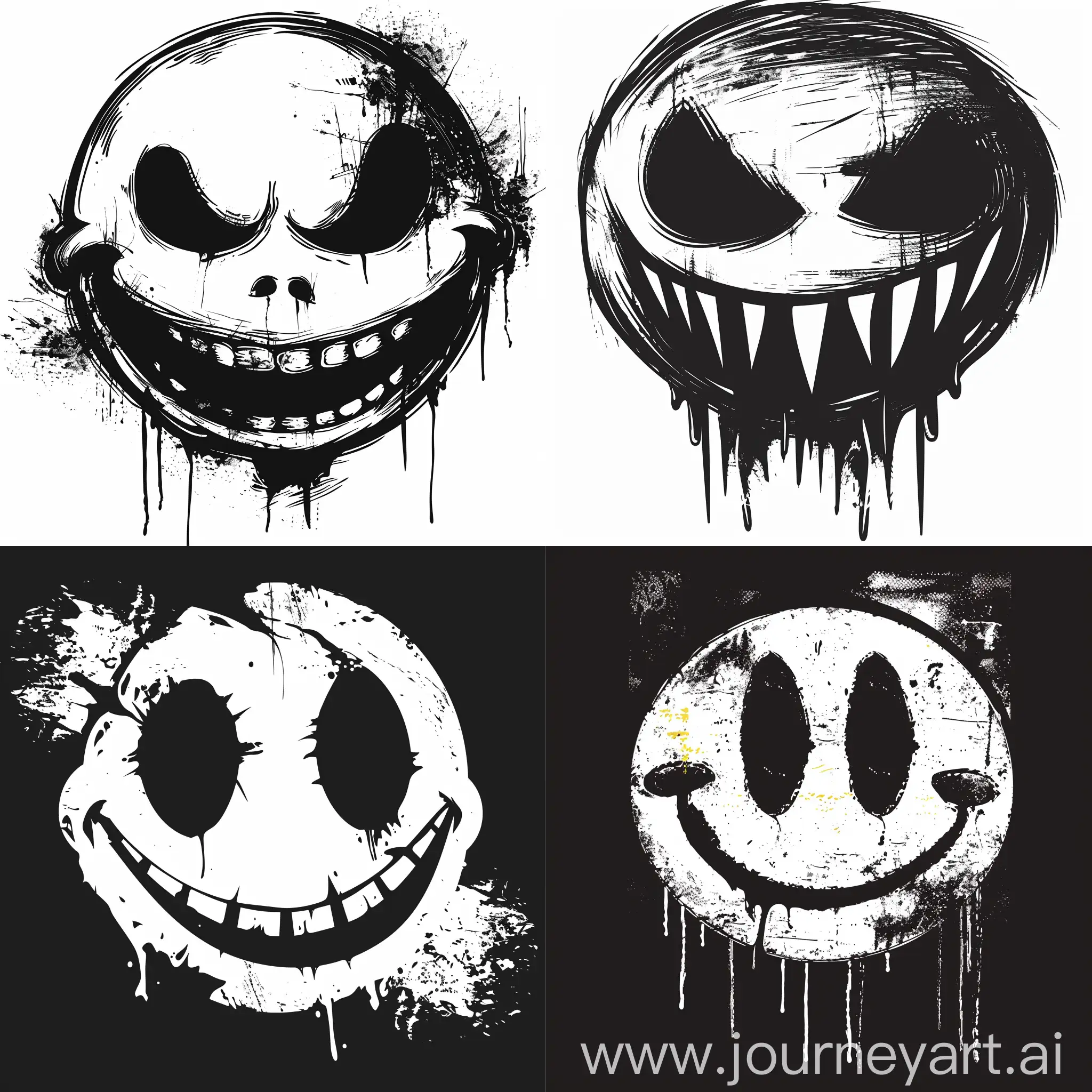 Monochromatic-Abstract-Smiley-Art-with-Distorted-Elements