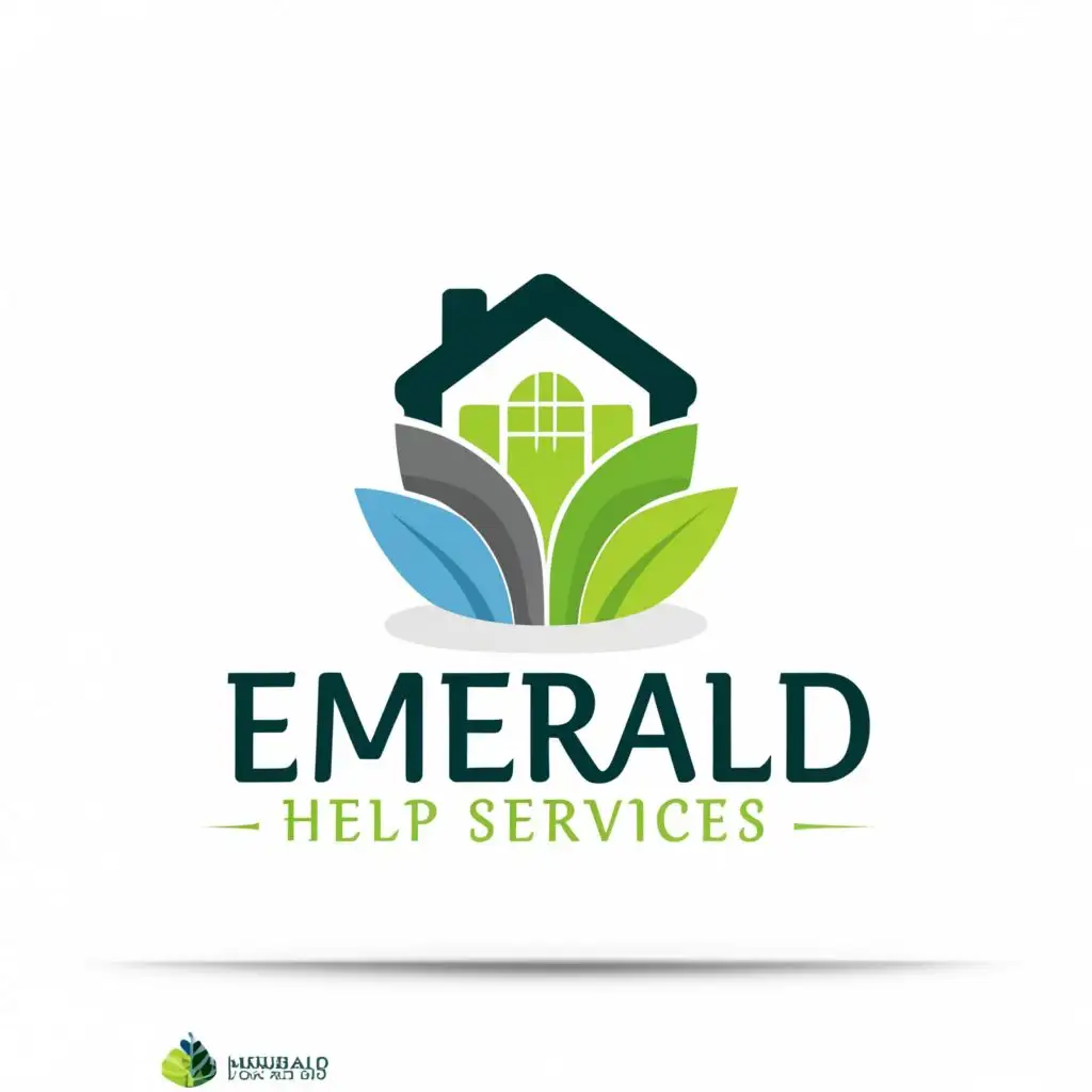 a logo design,with the text "Emerald Help Services", main symbol:Home + Grass + Water ,complex,be used in Home Family industry,clear background