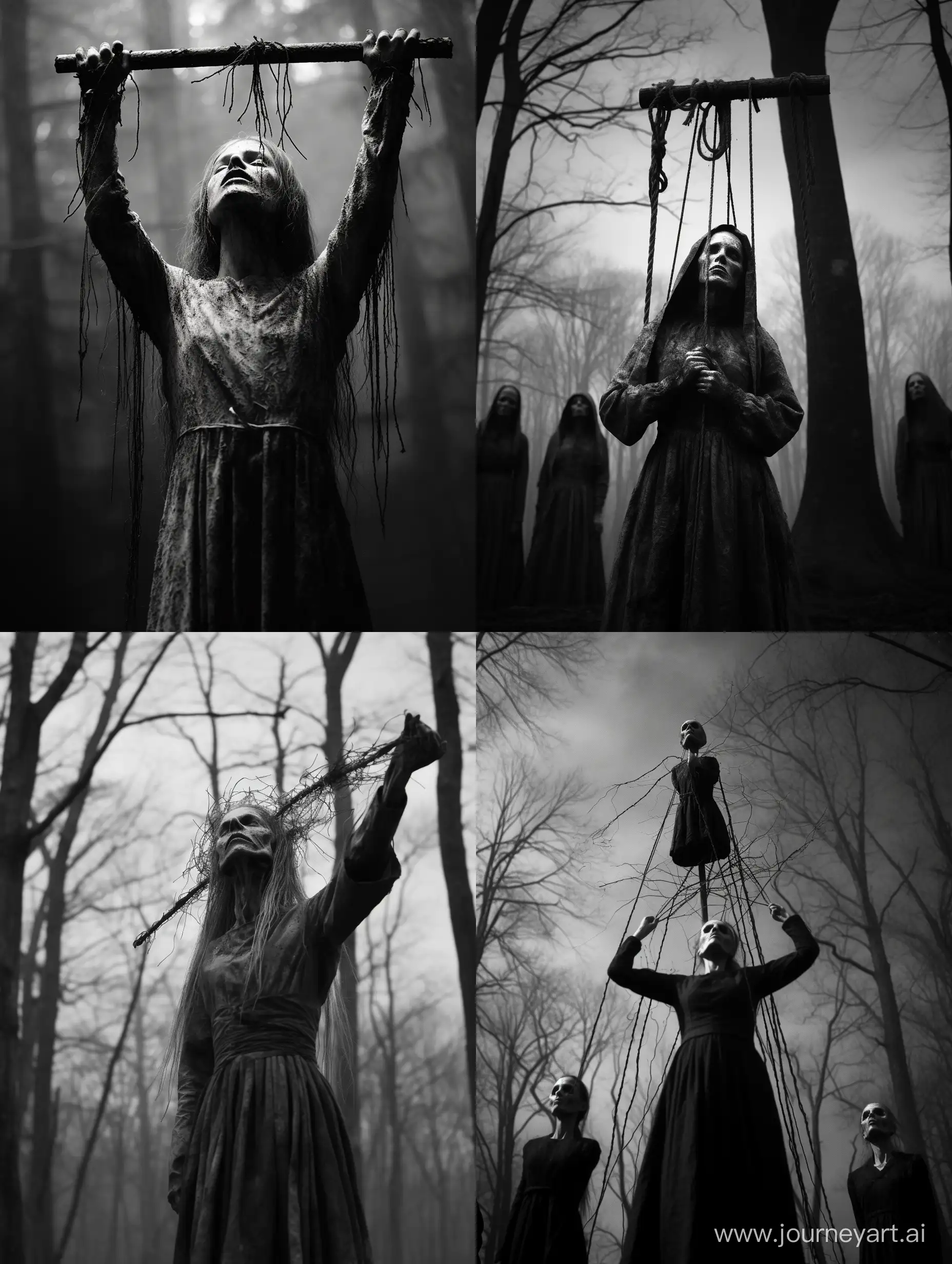 Unhinged-Pagan-Horror-in-Salem-Witch-Trials-Gripping-Grayscale-Photo