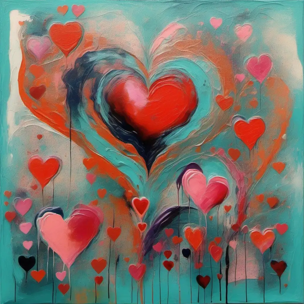 Whimsical Love Vibrant Abstract Art Celebrating Playful Affection
