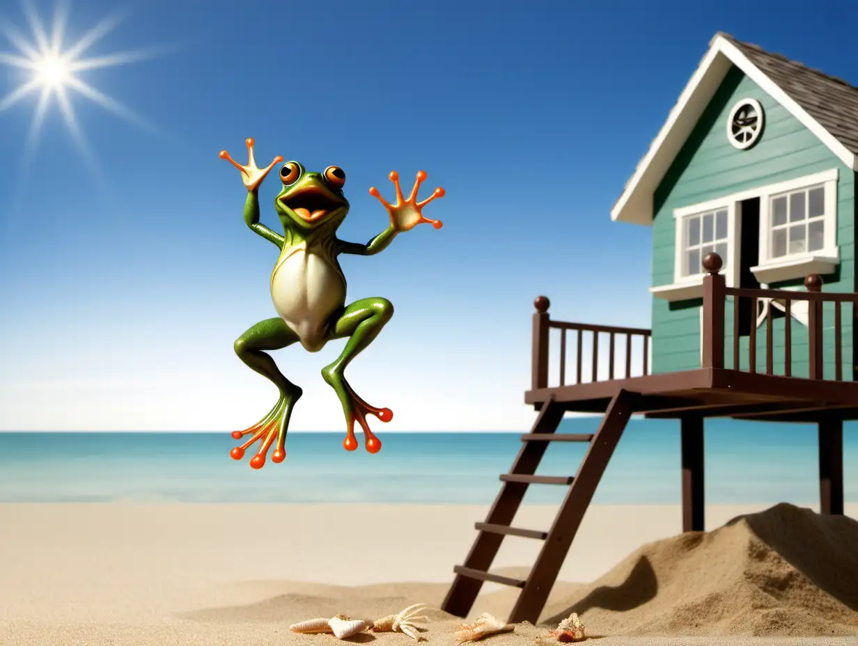 Frog Leaping Over Coastal Beach House on Leap Year