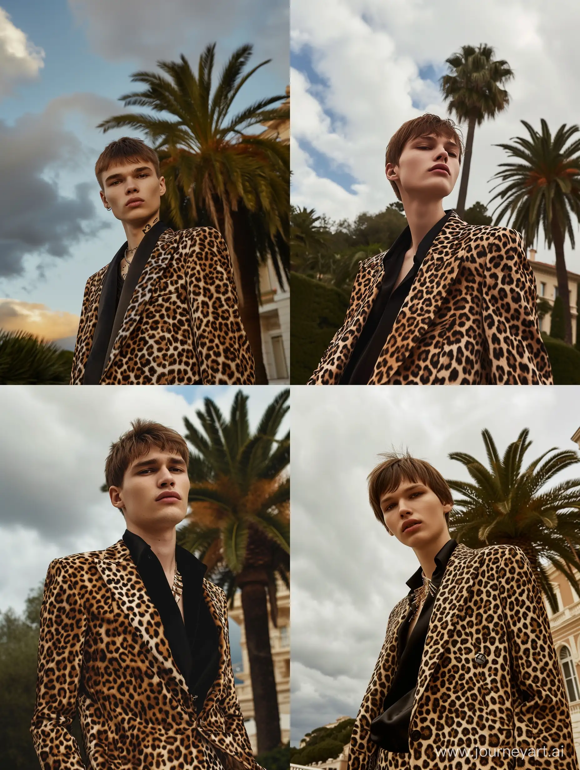Fashionable-Russian-Elegance-Handsome-Young-Man-in-Leopard-Suit-and-Bentley