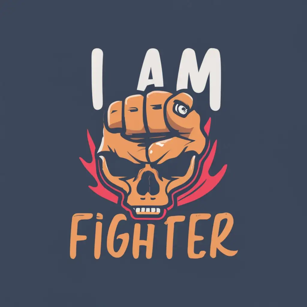 logo, The fist that destroys the skull, with the text "I am fighter", typography, be used in Sports Fitness industry