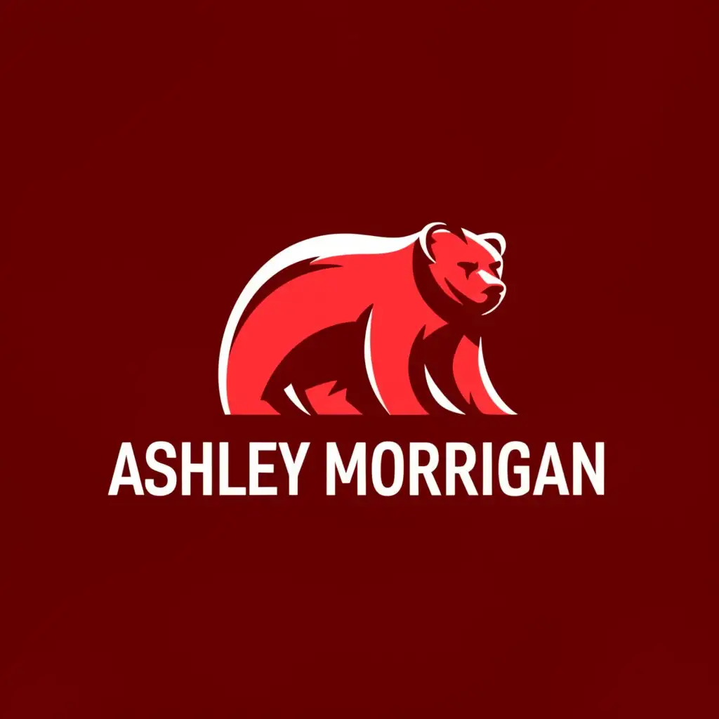 a logo design,with the text "ASHLEY MORRIGAN", main symbol:red bear logo, large red text,Moderate,clear background