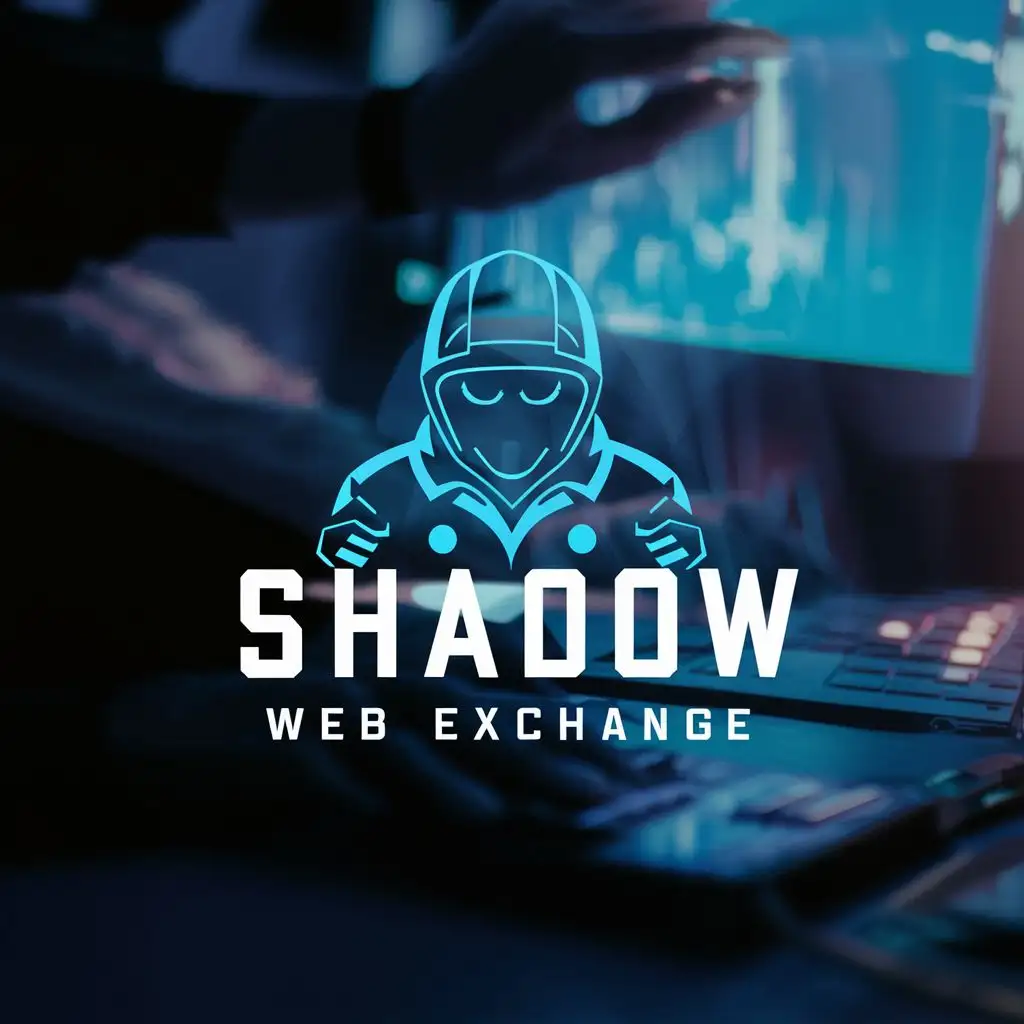 logo, HACKER, with the text "SHADOW WEB EXCHANGE", typography, be used in Internet industry