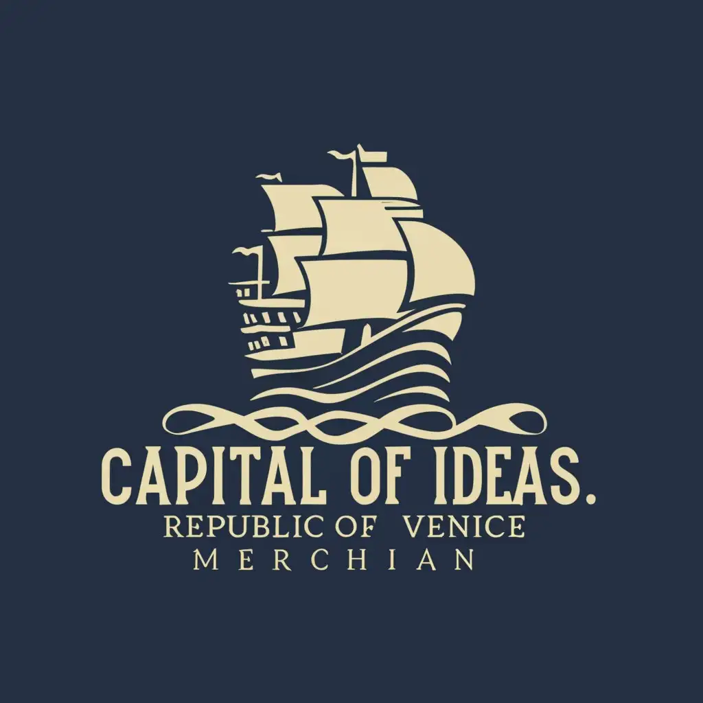 a logo design,with the text "capital of ideas,republic of venice, merchant", main symbol:merchant ship,Moderate,clear background