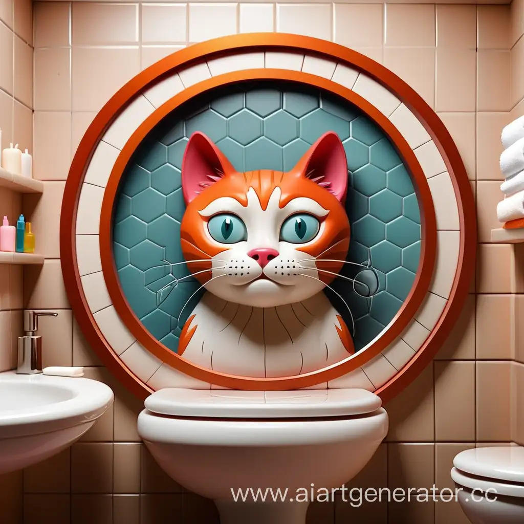 Whimsical-Bathroom-Logo-Featuring-Playful-Cat
