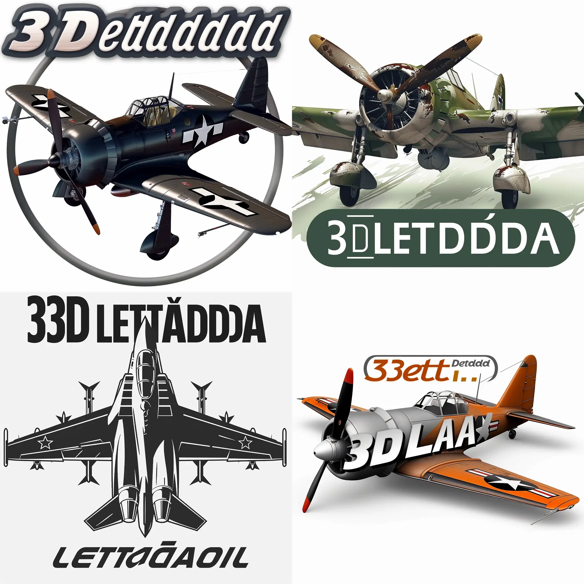 Make me logo of the website with online museum of combat aircraft. Domain name 3Dletadla.cz