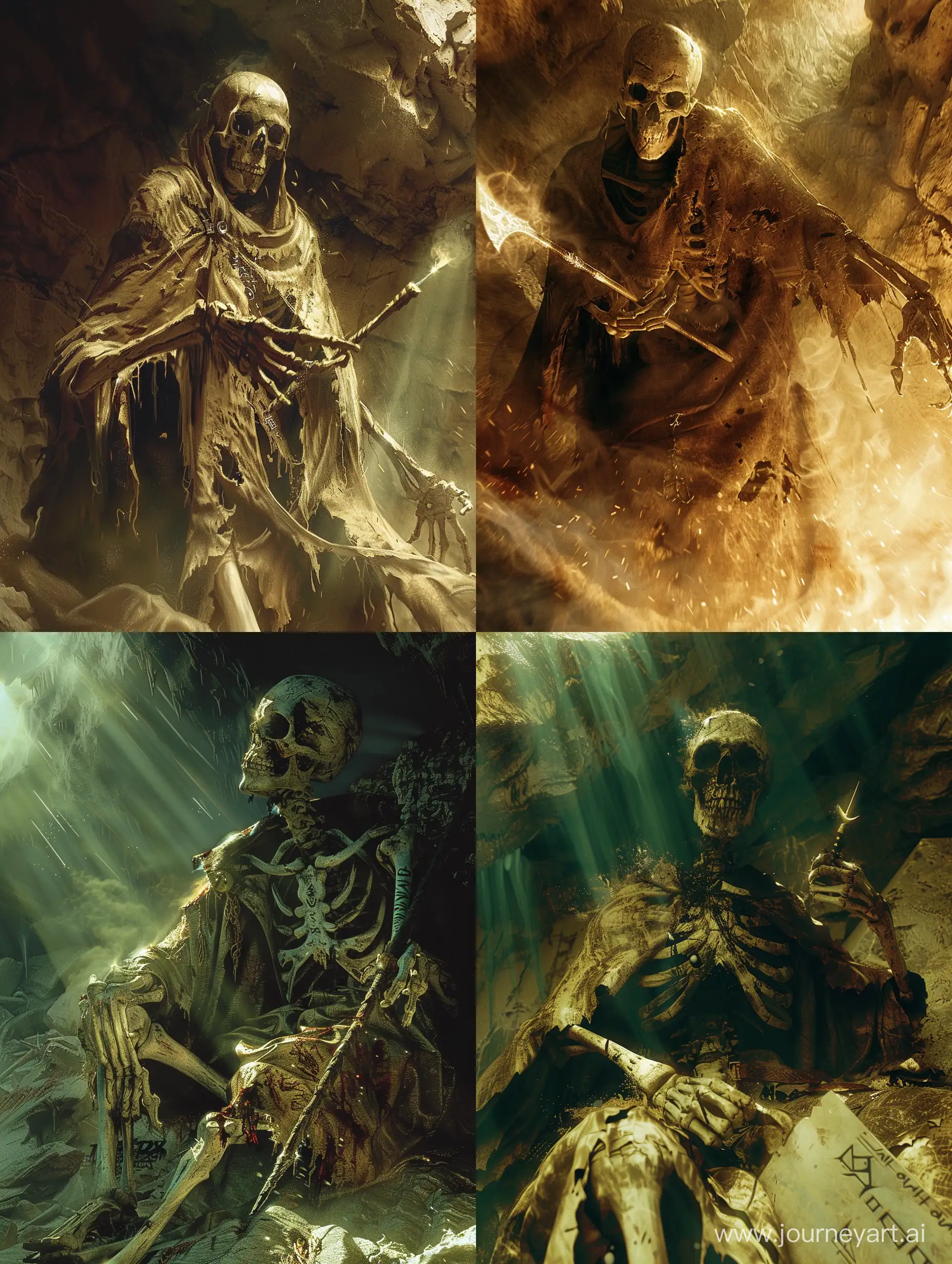 Terrifying-Skeleton-Warrior-Casting-Magic-in-Underground-Cave