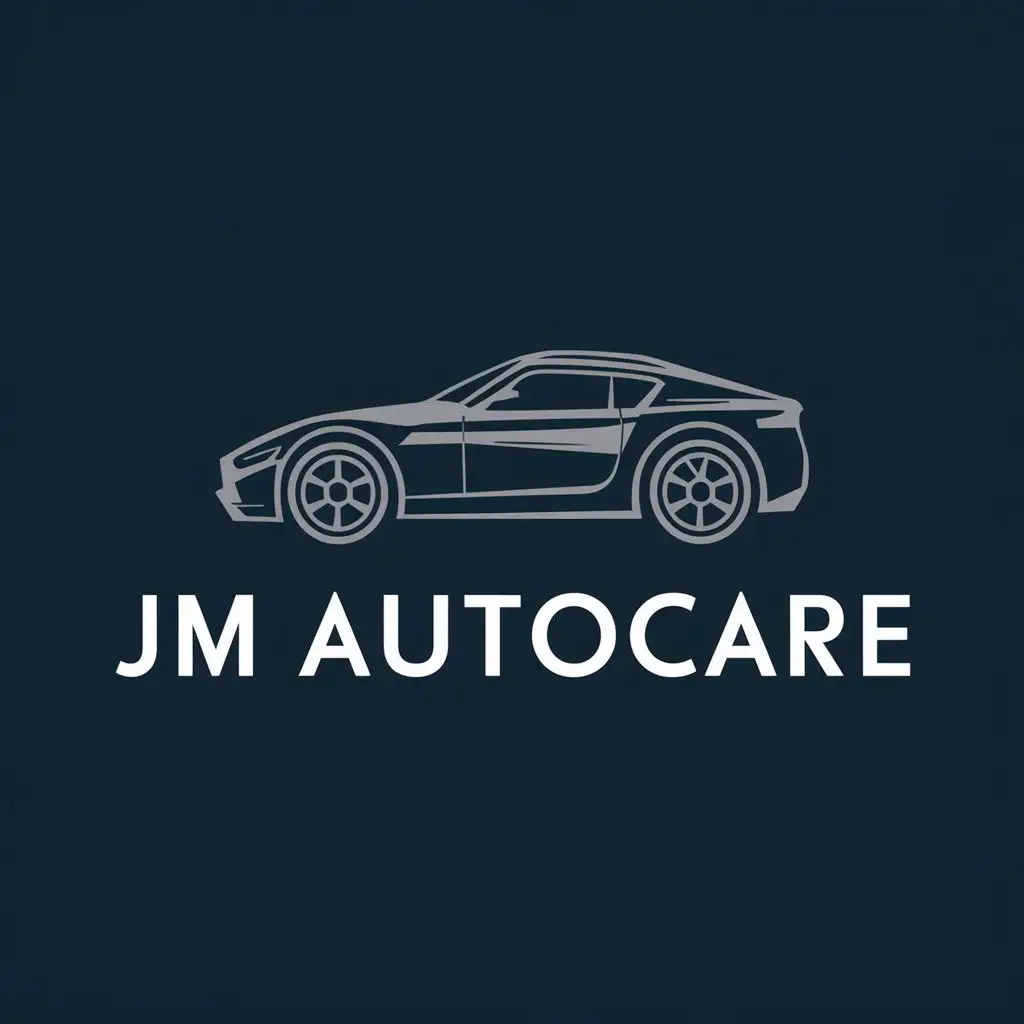 logo, car, with the text "JM AUTOCARE", typography