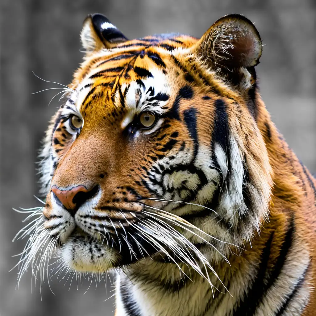 Fierce Tiger Face with Intense Angled View
