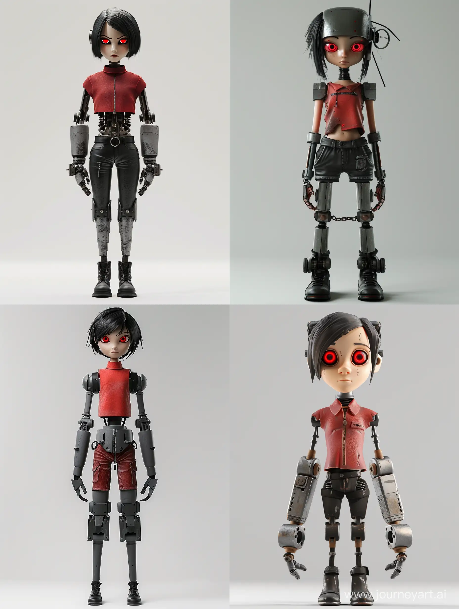 Futuristic-Girl-Robot-with-Red-Anime-Eyes-in-StandUp-Collar-Shirt-and-Black-Cargo-Pants