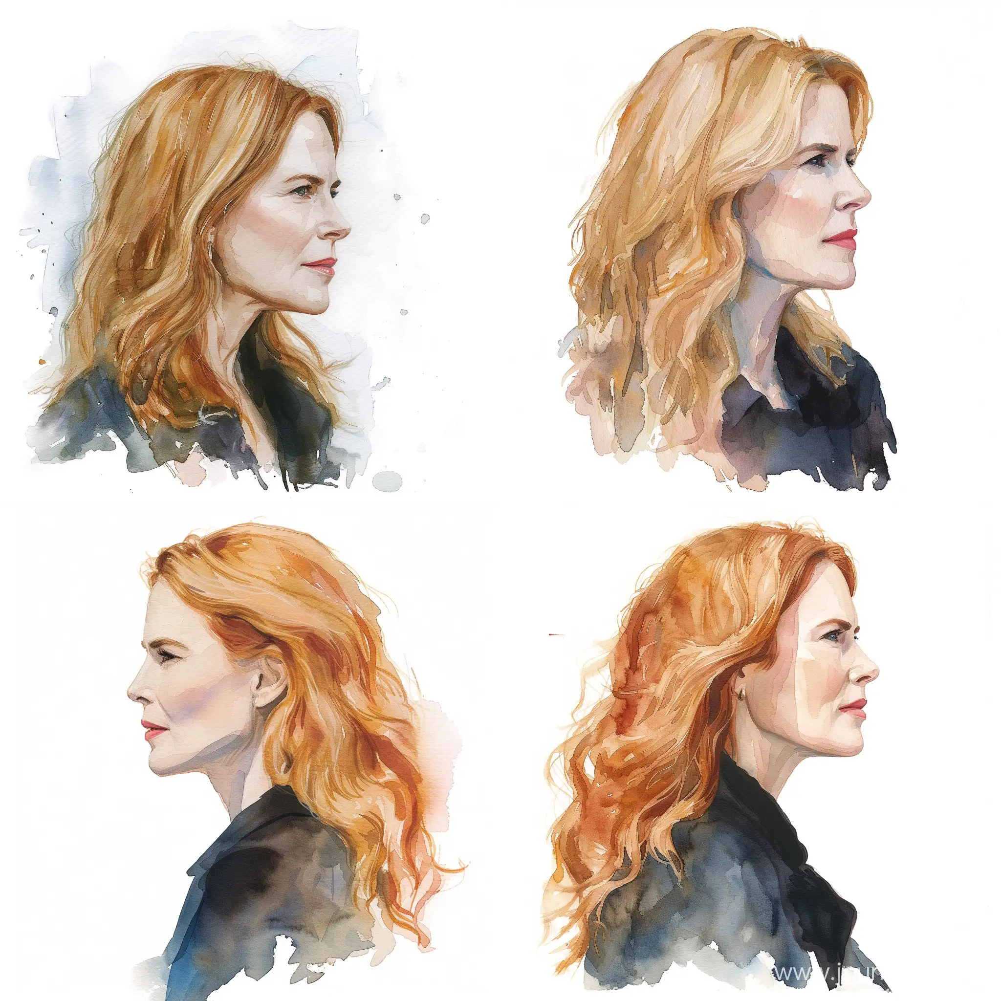 Profile-Portrait-of-Nicole-Kidman-in-Watercolor-Illustration-Style-by-Victoria-Ngai