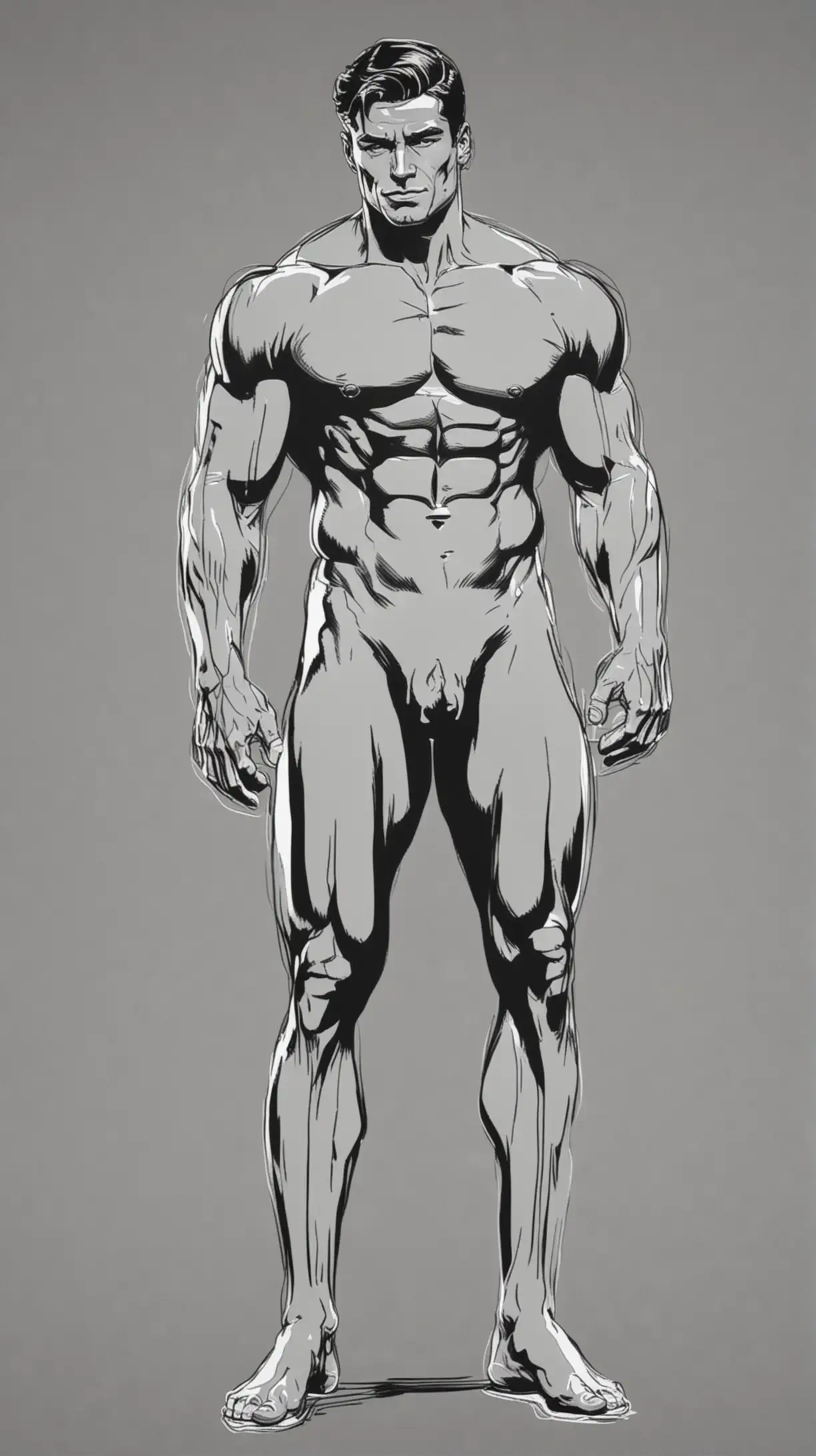 an outline drawing of a man in lean muscle, lean body, cut/ripped, in the style of light gray and black, pop art graphic design style, bold outlines, flat colors, cut and paste, bold-graphic, simplified line work, high definition --ar 97:128
