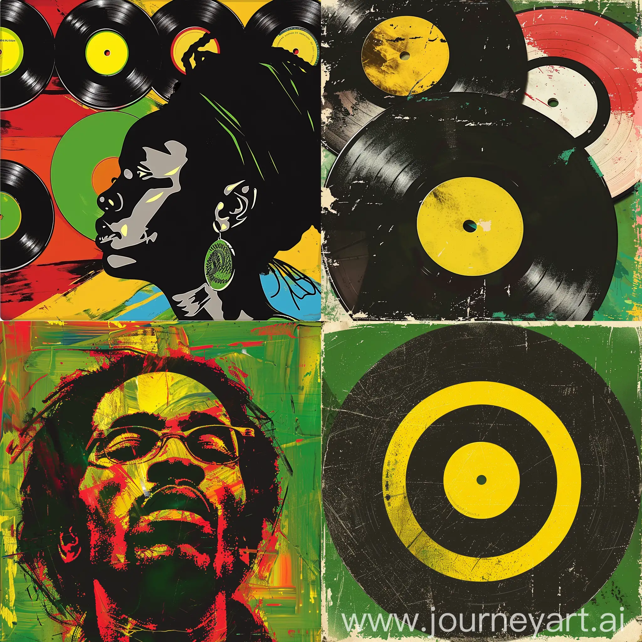 generate vinyl cd cover art in the late 60s jamaican style