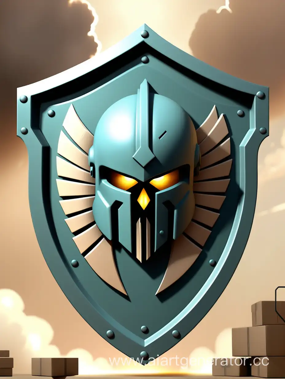 Логотип компании "поставки оружия  в воздухе" сокращённое название "ВПОТФ" в форме щита Спартанца