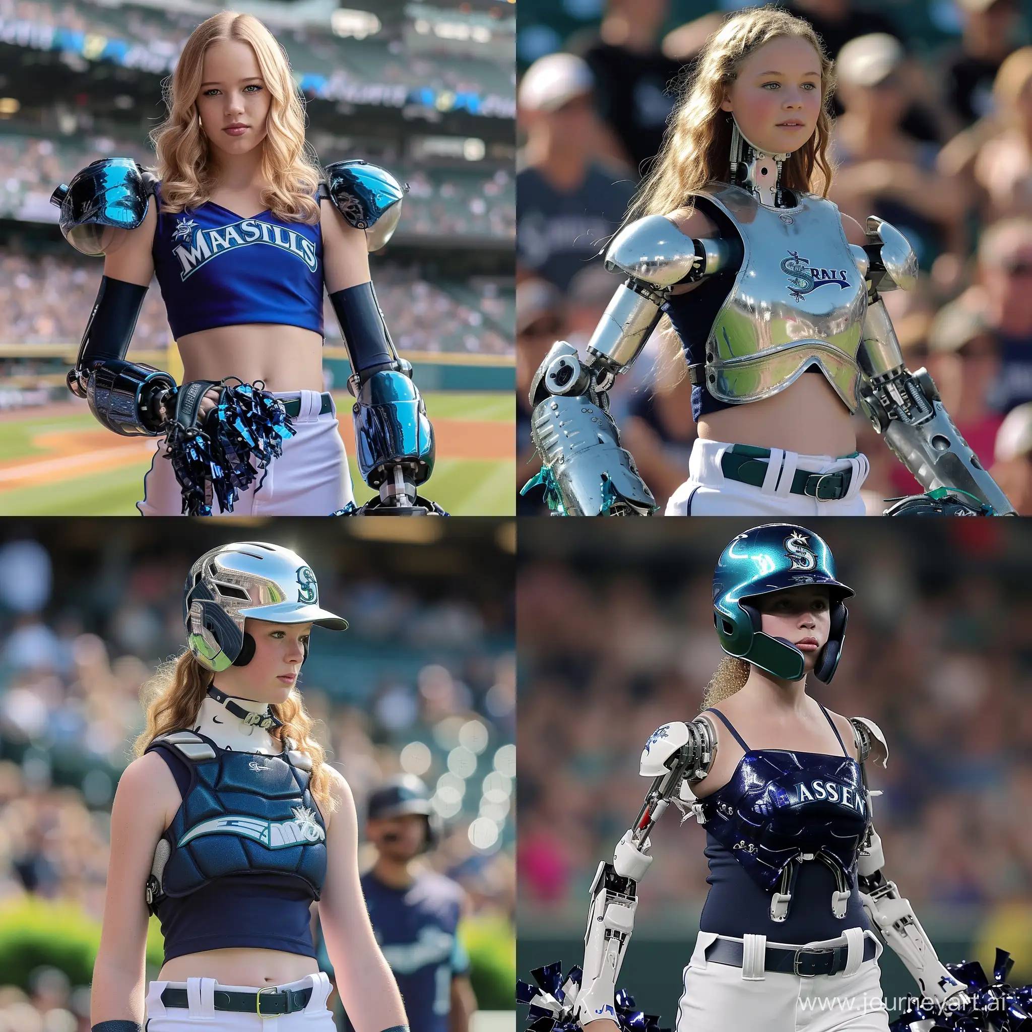 Seattle Mariners 13-14 year old cheerleader, turns out to be a robot, malfunctioning