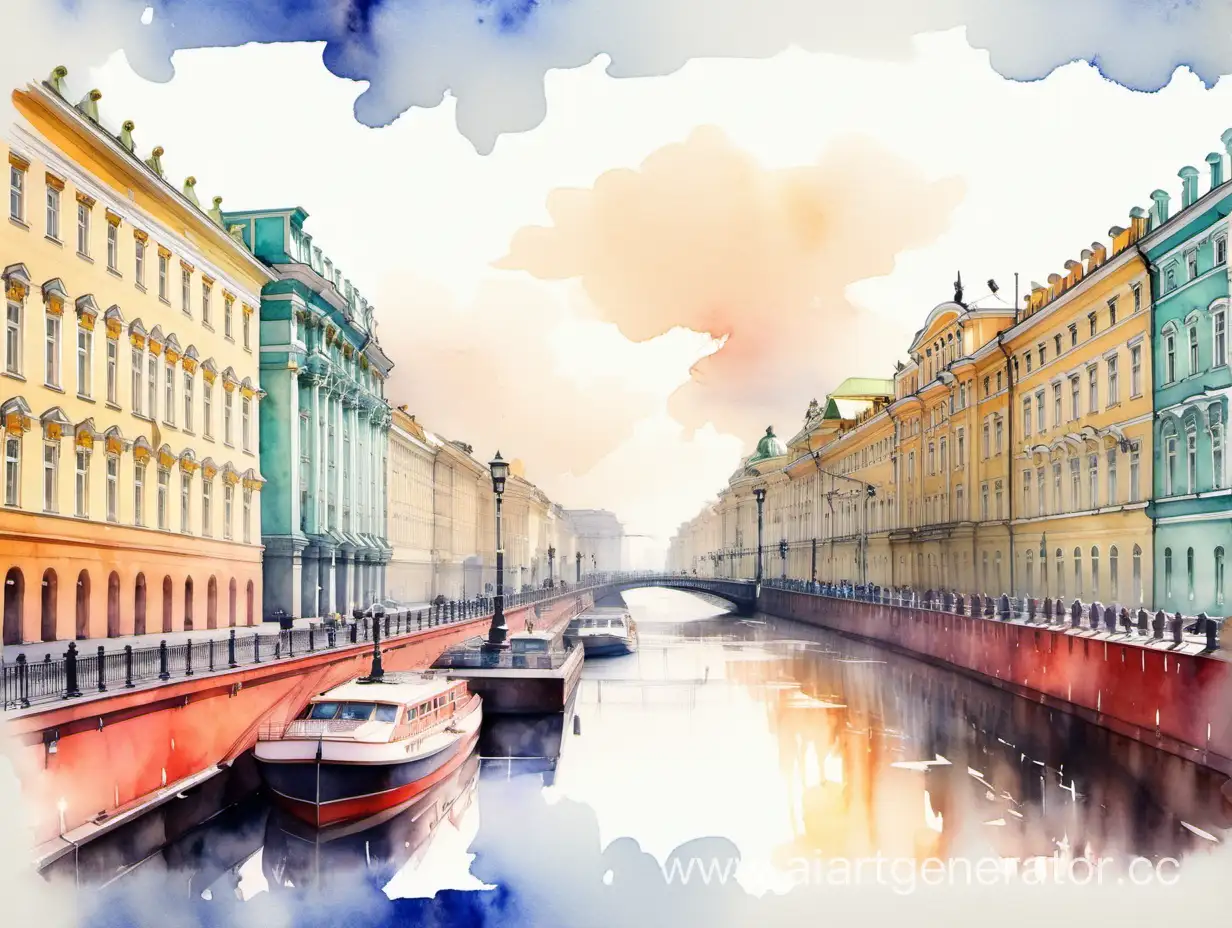 St-Petersburg-Cityscape-in-Vibrant-Watercolor-Palette