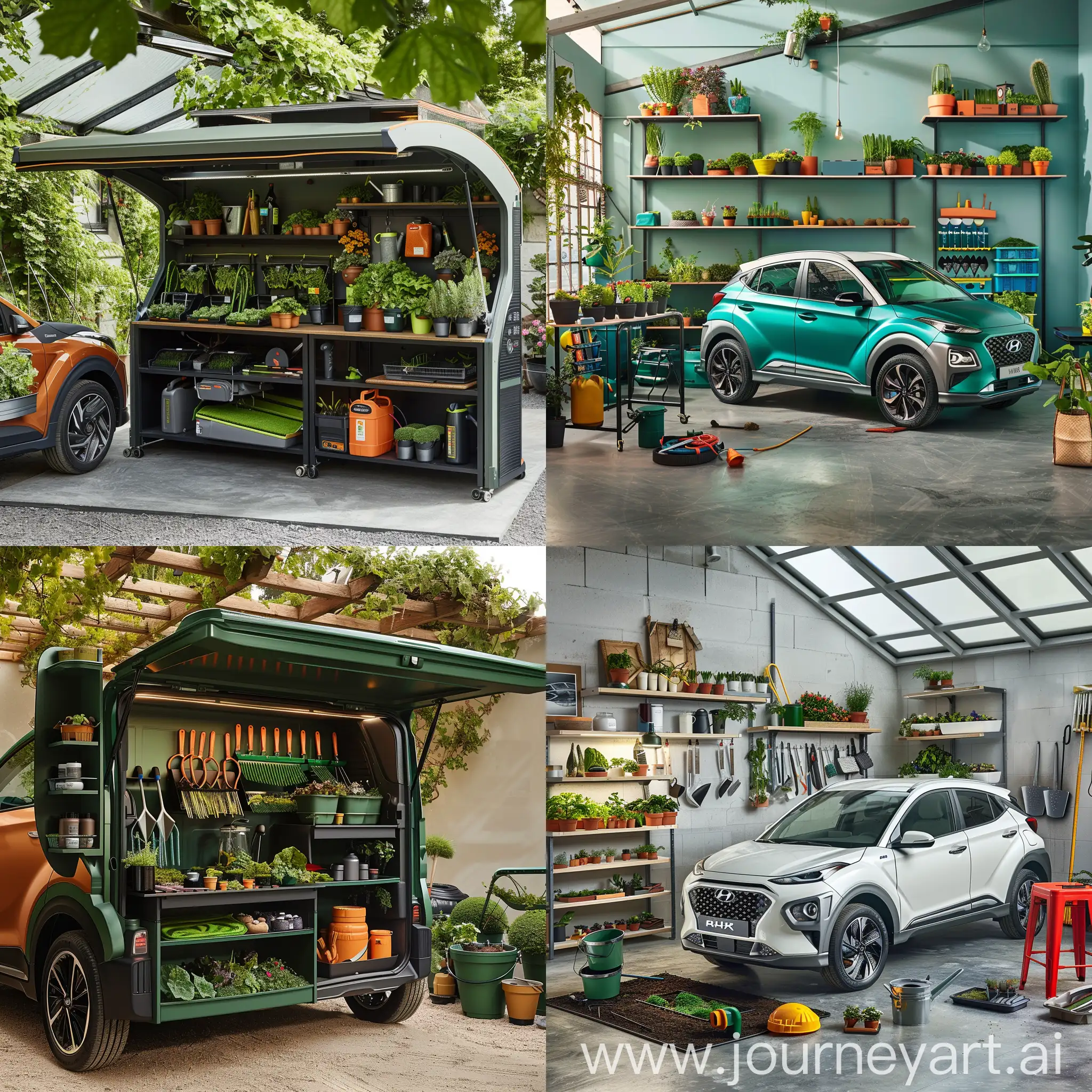 Hyundai HR with gardening workstation and equipment for amateur and professional gardening activities
