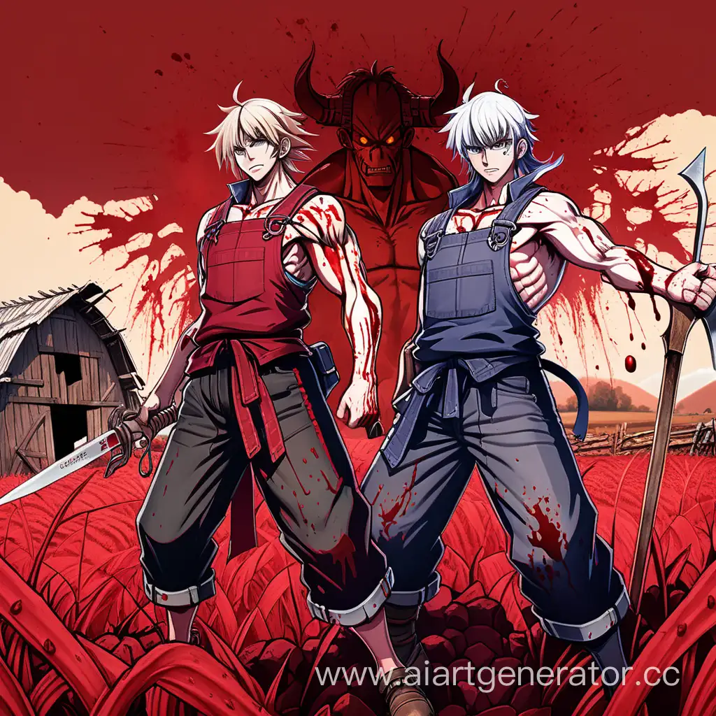 Anime-Style-Red-Farmers-Defend-Against-Demons-in-Ruined-Farm