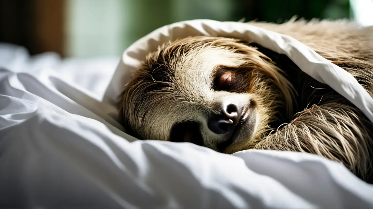 Peaceful Sloth Nap on Cozy Bed