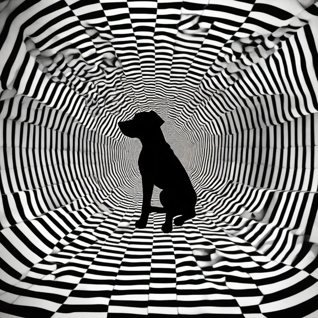 Playful Dog in Mesmerizing Optical Illusion Art