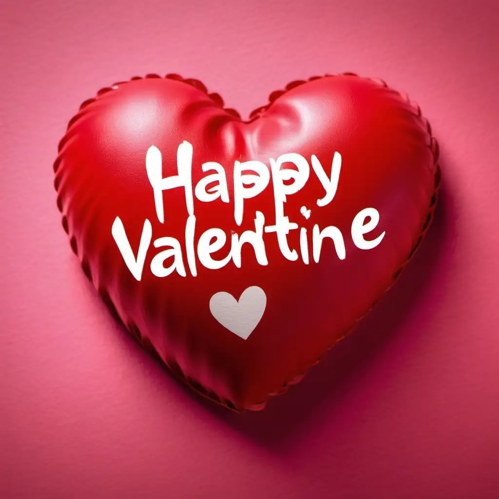 a valentine heart red with happy valentine written on it, 