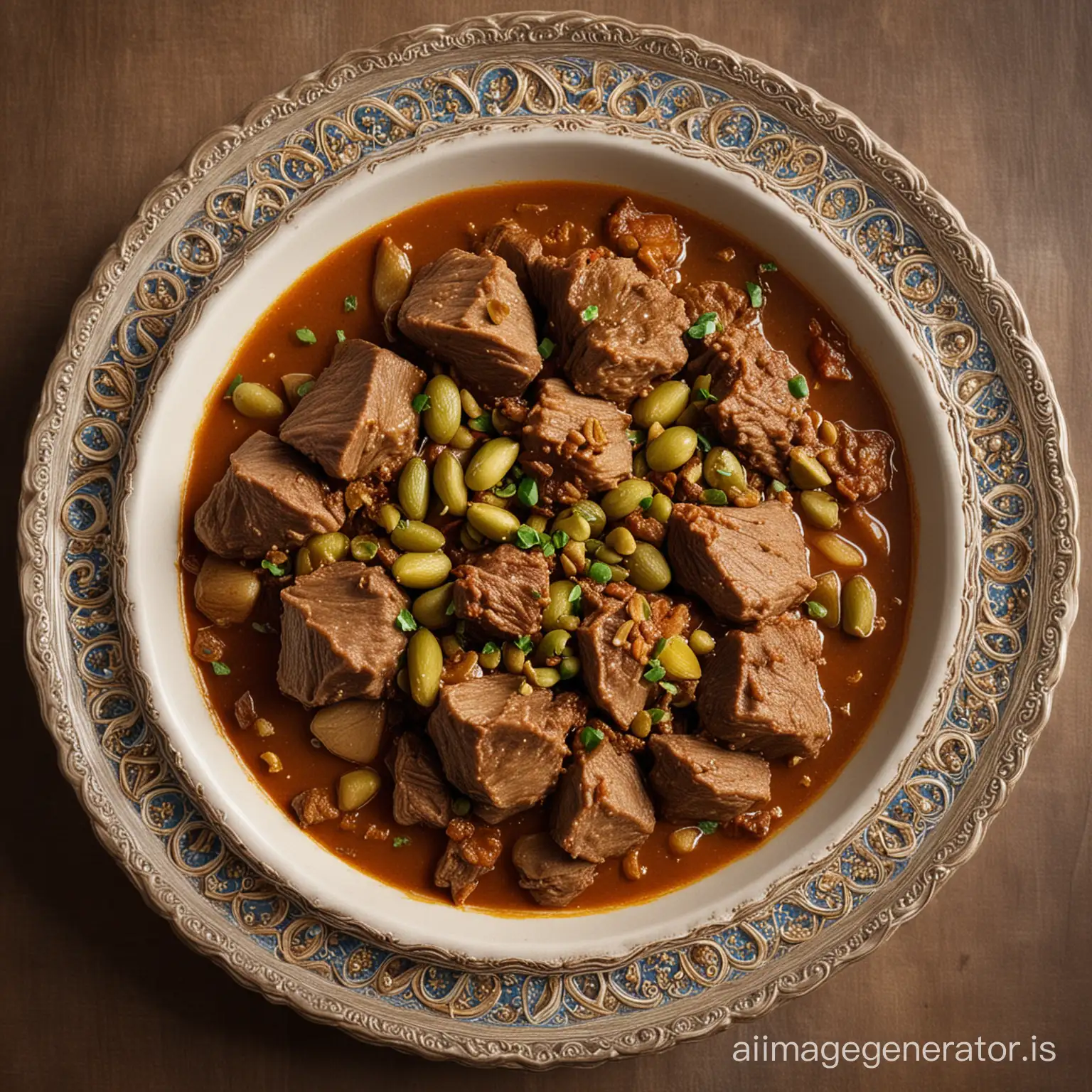 : Kerman might resemble "Roghani," a luxurious lamb stew cooked with saffron, pistachios, and a medley of aromatic spices, resulting in a rich and complex flavor profile. Like Kerman, Roghani exudes warmth and hospitality, with its generous use of spices and indulgent ingredients.