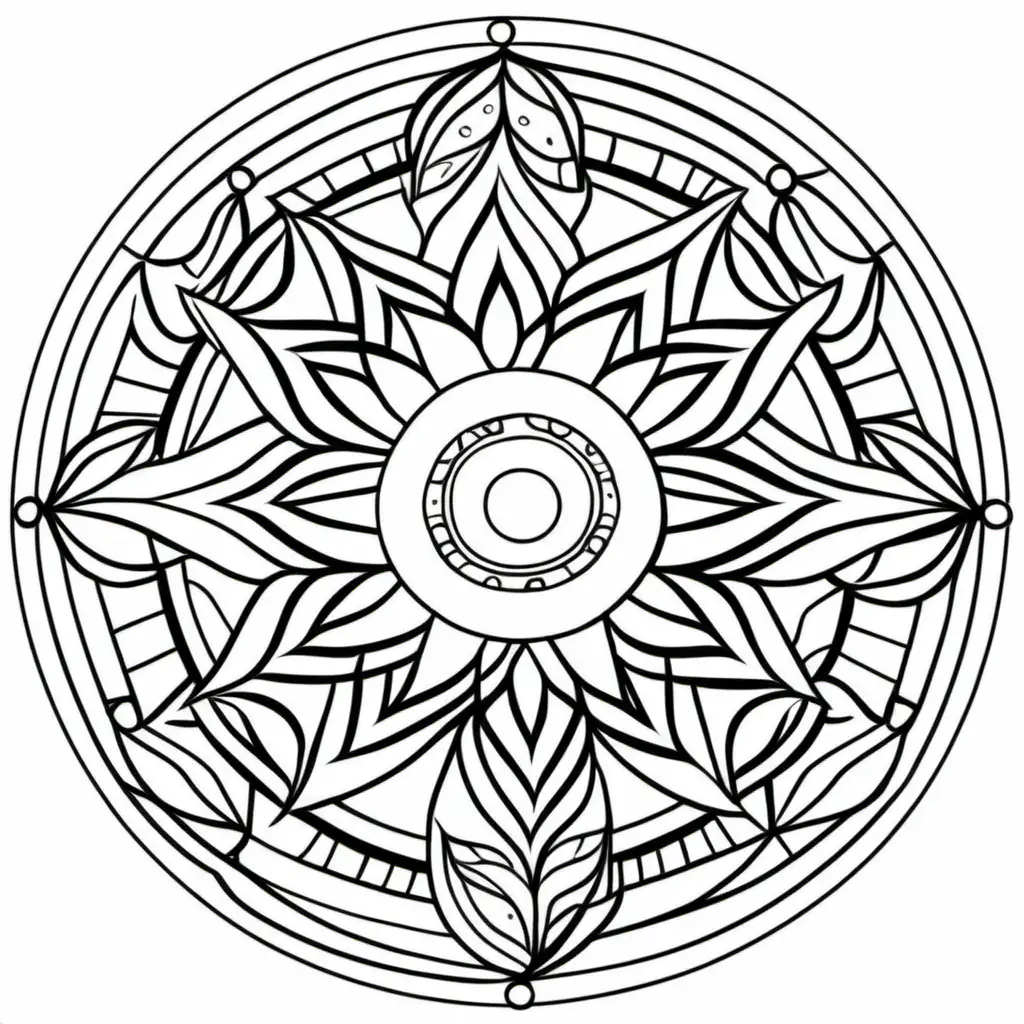 easy mandala for kids with, thick lines
