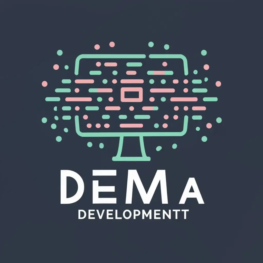 logo, code ,development and programming, with the text "Dema development", typography, be used in Technology industry